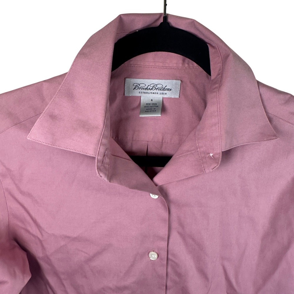 Brooks Brothers Shirt Mauve Cotton Non-Iron Solid Long Sleeve Button Down Size 4
